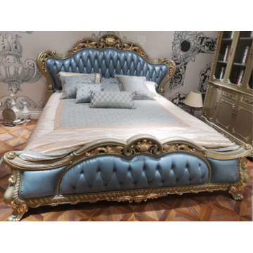 Ensemble de chambre à coucher de luxe meubles fantaisie en cuir véritable ensemble de chambre à coucher envie de bois